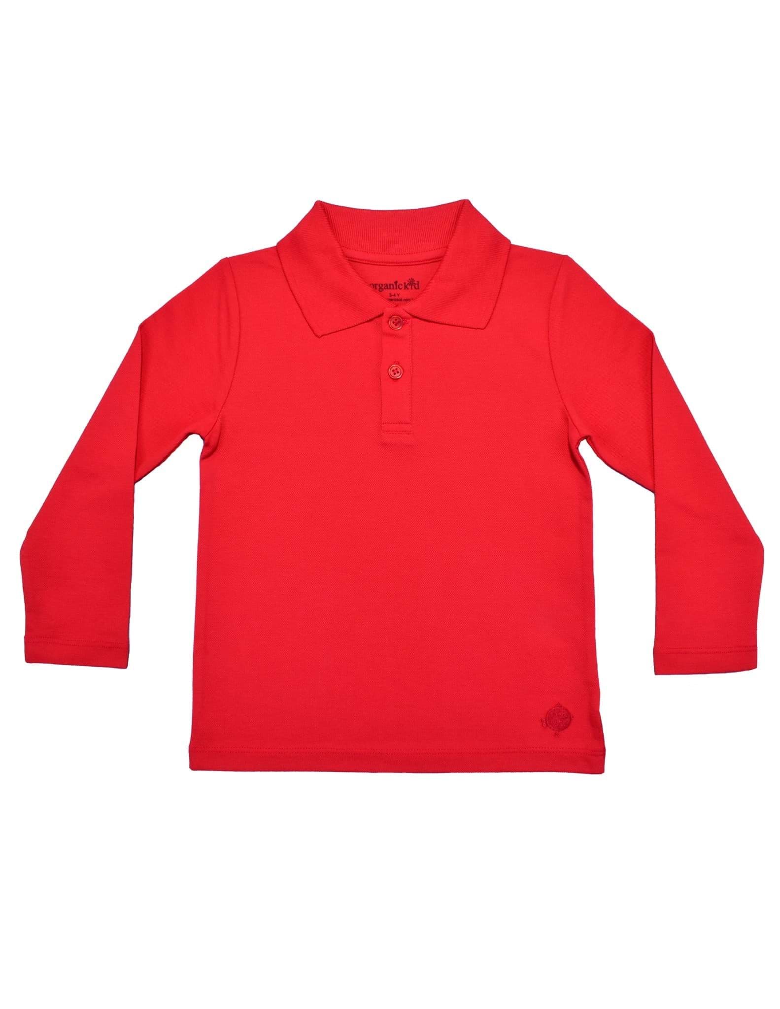 Polo Yaka Basic Kırmızı Uzun Kollu Çocuk T-shirt resmi